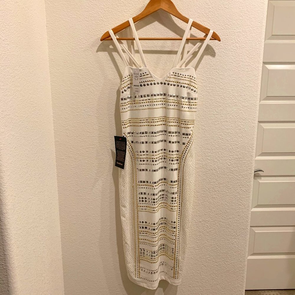 NEW Bebe embellished Midi Dress White Medium